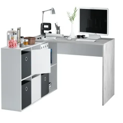 Garnero Arredamenti Scrivania 136/203cm ufficio multiposizione bianco opaco cemento Corner Online