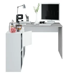 Garnero Arredamenti Scrivania 136/203cm ufficio multiposizione bianco opaco cemento Corner Online