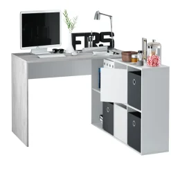 Garnero Arredamenti Scrivania 136/203cm ufficio multiposizione bianco opaco cemento Corner Online