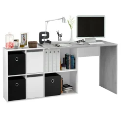 Garnero Arredamenti Scrivania 136/203cm ufficio multiposizione bianco opaco cemento Corner Online