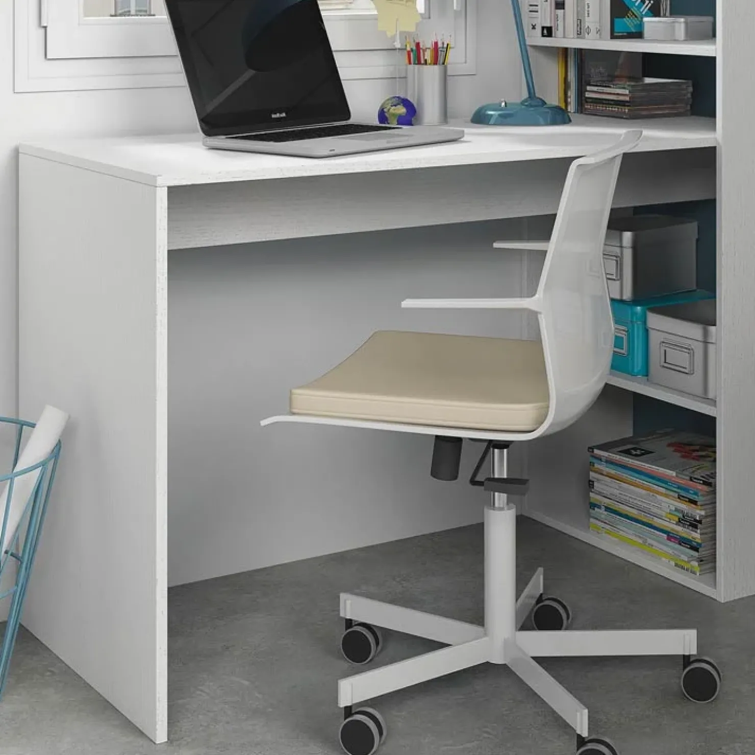 Garnero Arredamenti Scrivania 120/53cm ufficio salvaspazio moderna Jolie Bianco Opaco