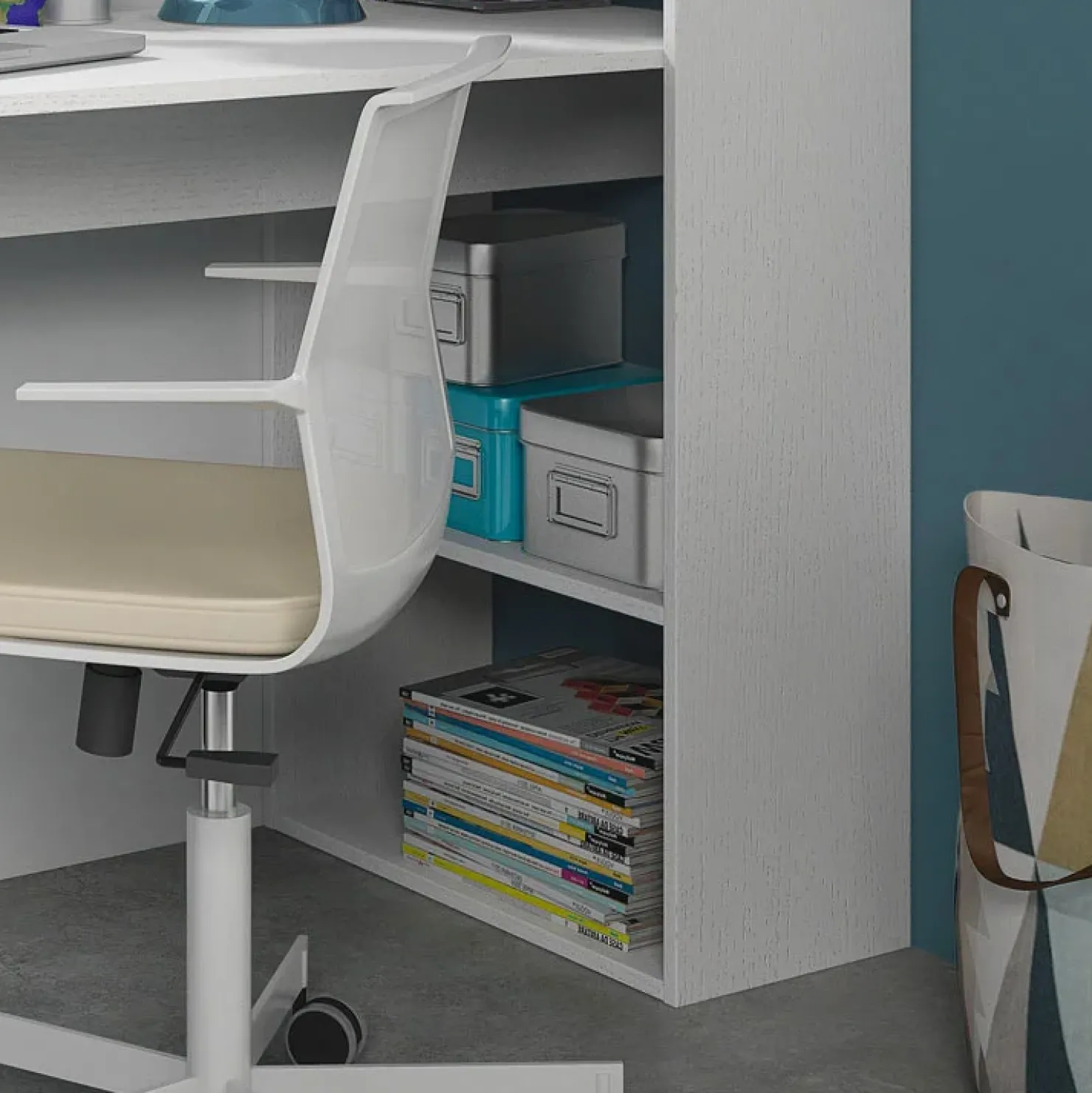 Garnero Arredamenti Scrivania 120/53cm ufficio salvaspazio moderna Jolie Bianco Opaco