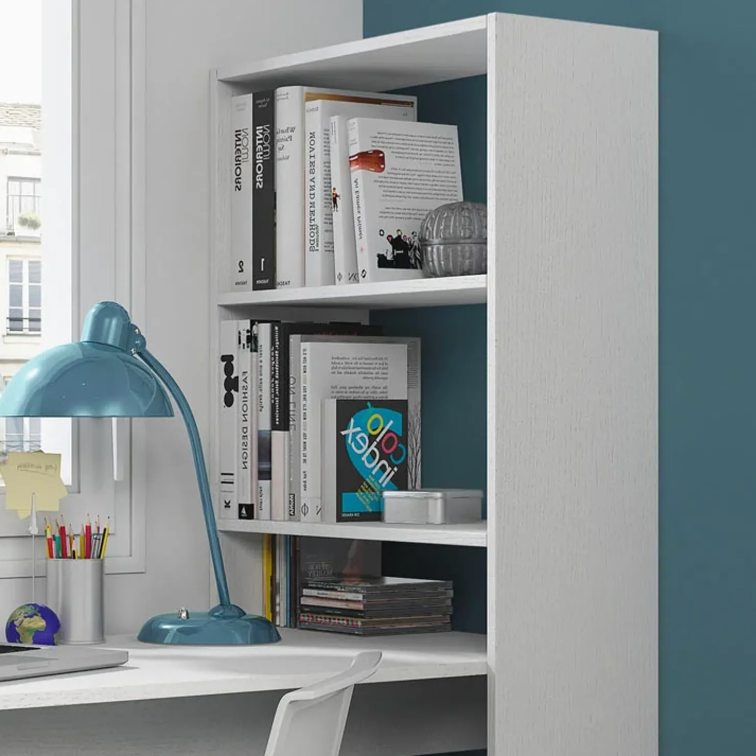 Garnero Arredamenti Scrivania 120/53cm ufficio salvaspazio moderna Jolie Bianco Opaco