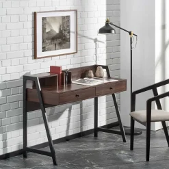 Garnero Arredamenti Scrivania consolle design moderno 128x87cm noce nero Fiordalisio New