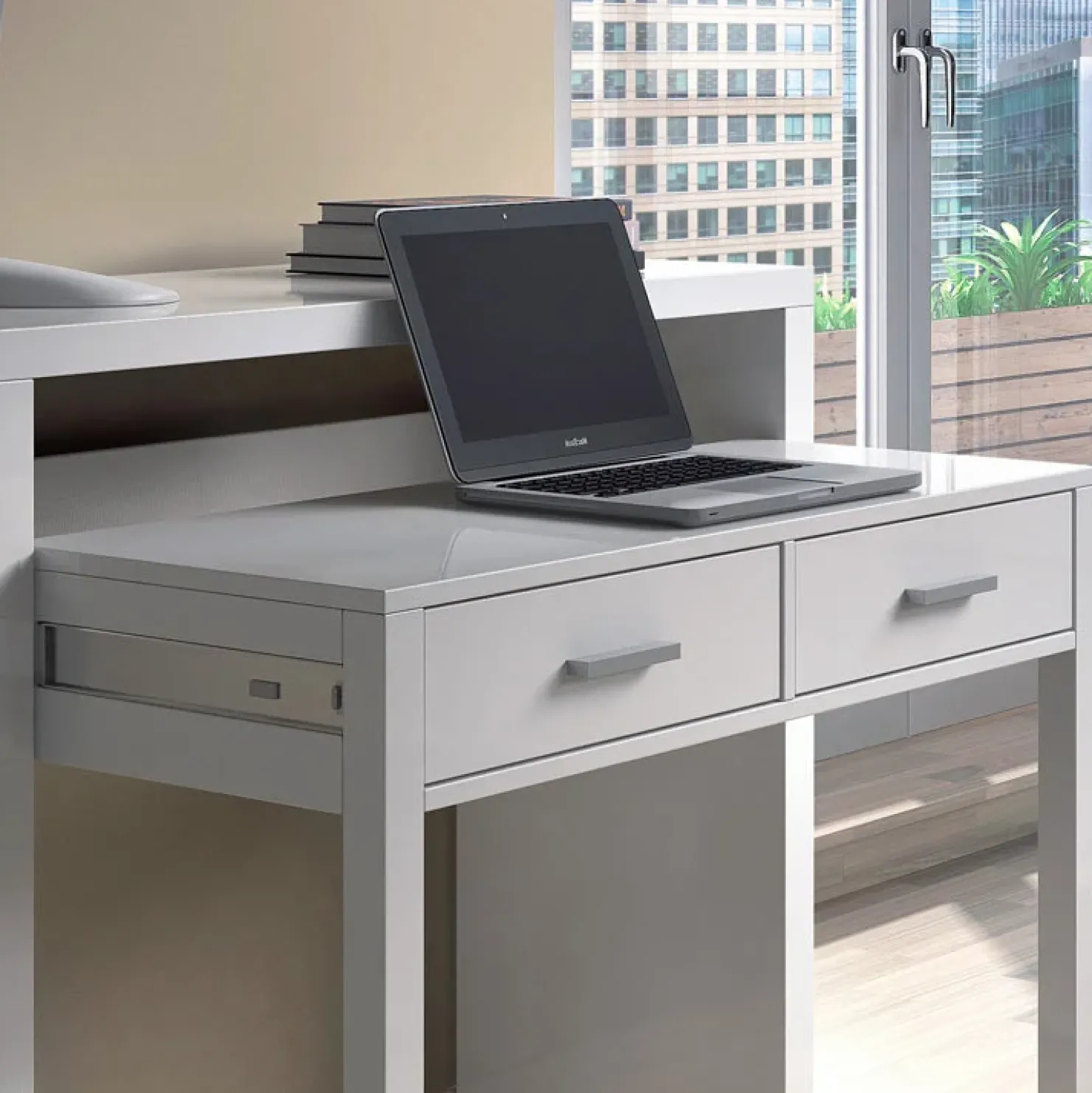 Garnero Arredamenti Scrivania consolle ingresso moderna 99x87cm bianco opaco Anastasia Clearance