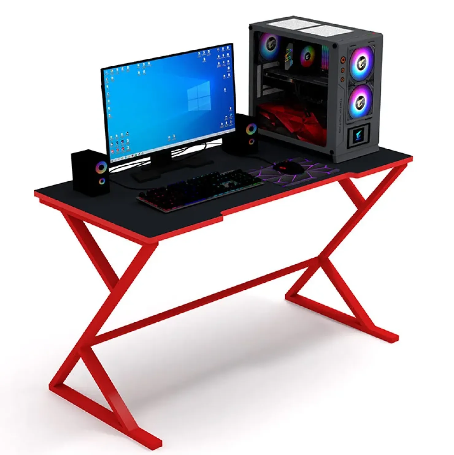 Garnero Arredamenti Scrivania gaming da gioco salvaspazio 119x72cm nero rossa Ernest