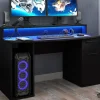 Garnero Arredamenti Scrivania gaming 140x91cm moderna con led 2 cassetti nera Crash Best