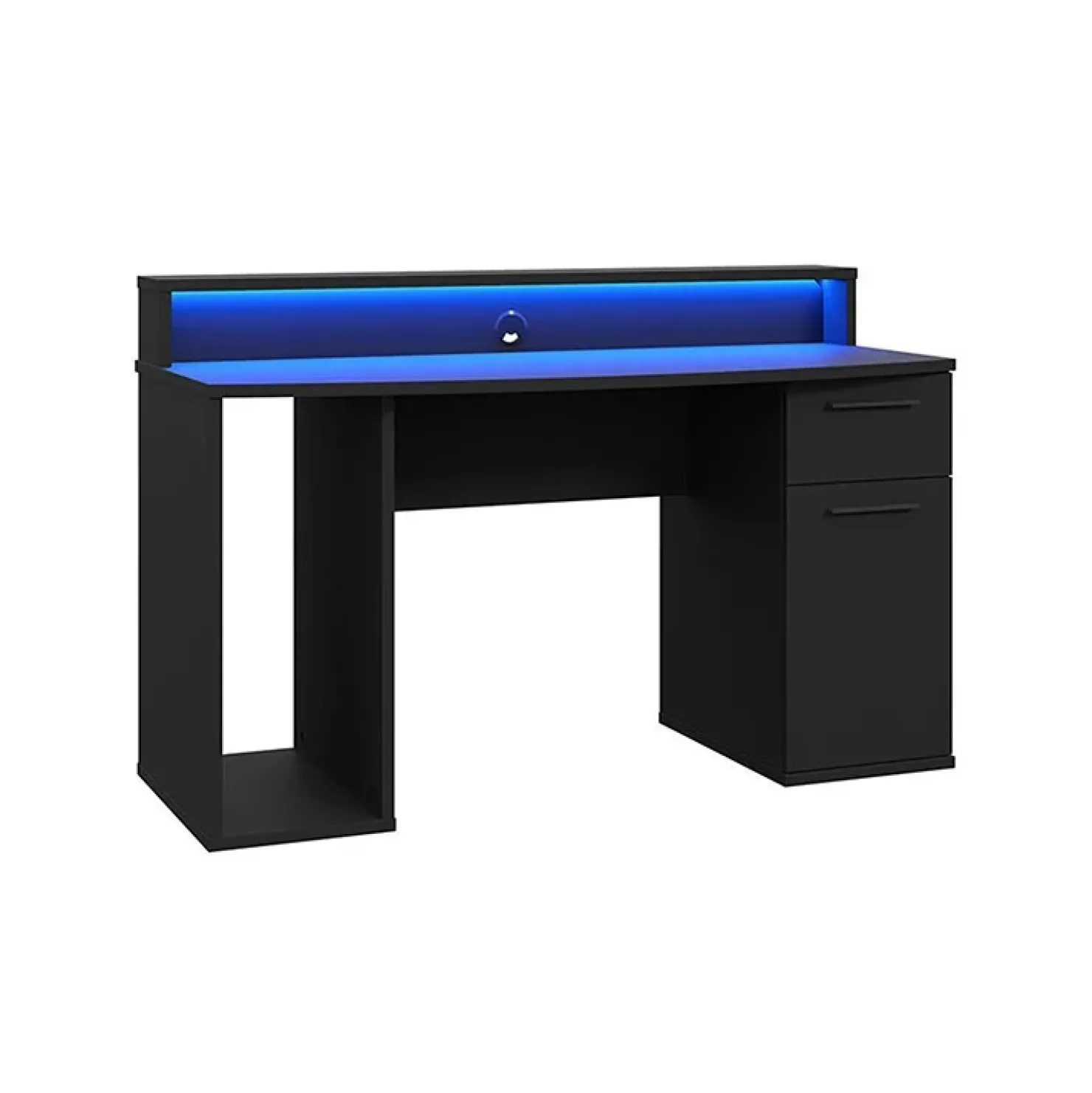 Garnero Arredamenti Scrivania gaming 140x91cm moderna con led 2 cassetti nera Crash Best