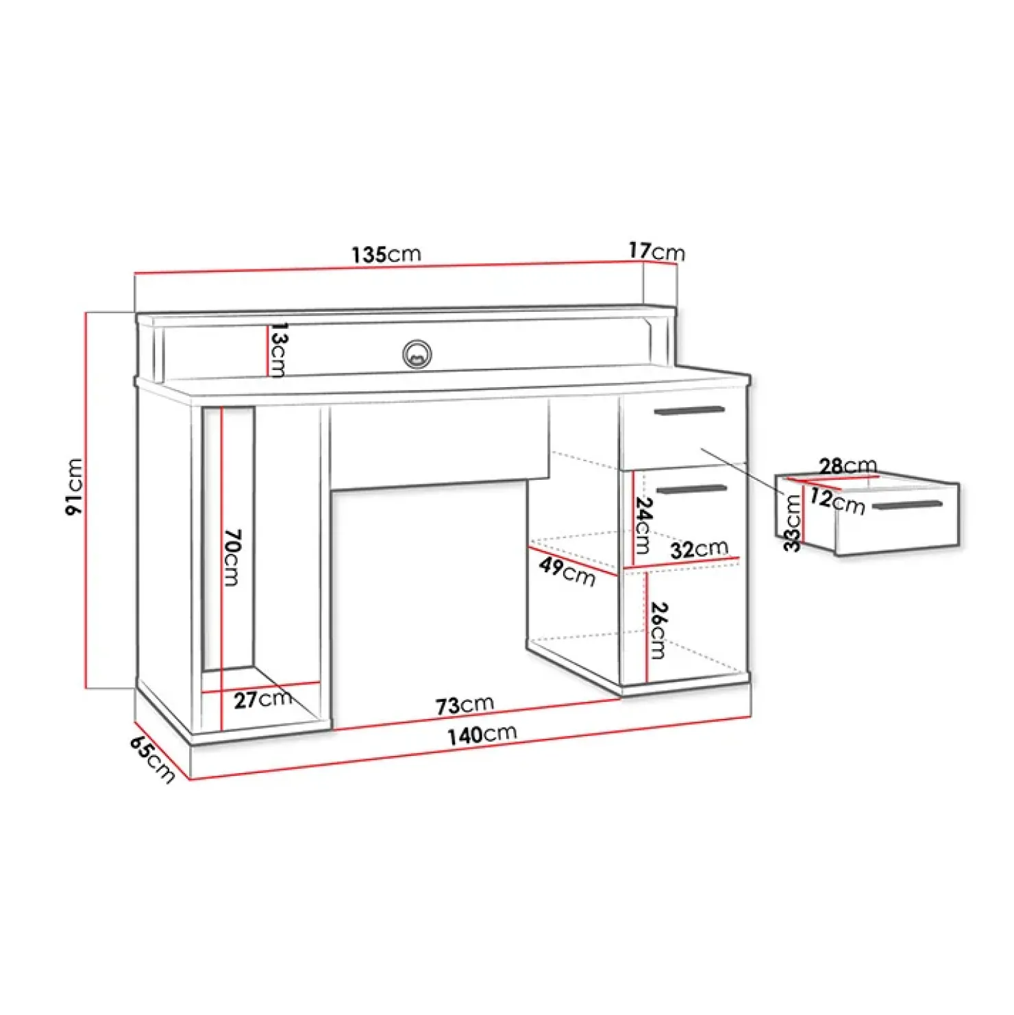 Garnero Arredamenti Scrivania gaming 140x91cm moderna con led 2 cassetti nera Crash Best