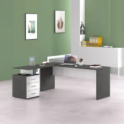 Garnero Arredamenti Scrivania ufficio angolare 180x160cm antracite OfficeScape Antracite - Bianco Lucido Discount