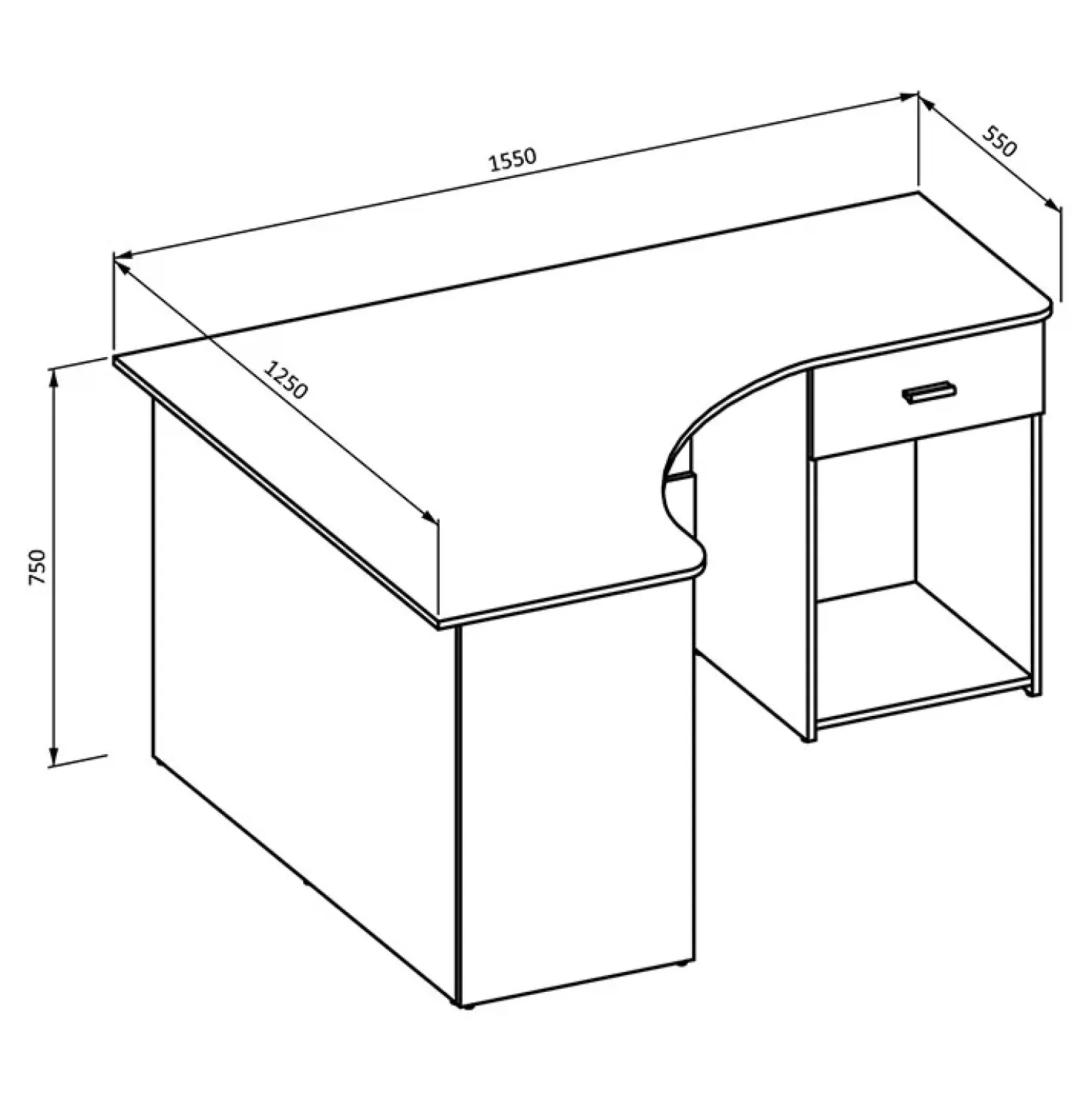 Garnero Arredamenti Scrivania ufficio angolare salvaspazio155x75cm nero William Rovere New