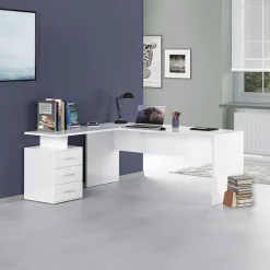 Garnero Arredamenti Scrivania ufficio angolare 180x160cm OfficeScape Bianco Lucido