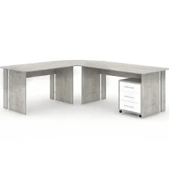Garnero Arredamenti Scrivania ufficio angolare 228x198cm con cassettiera bianco cemento Woody Bianco Opaco - Cemento Online