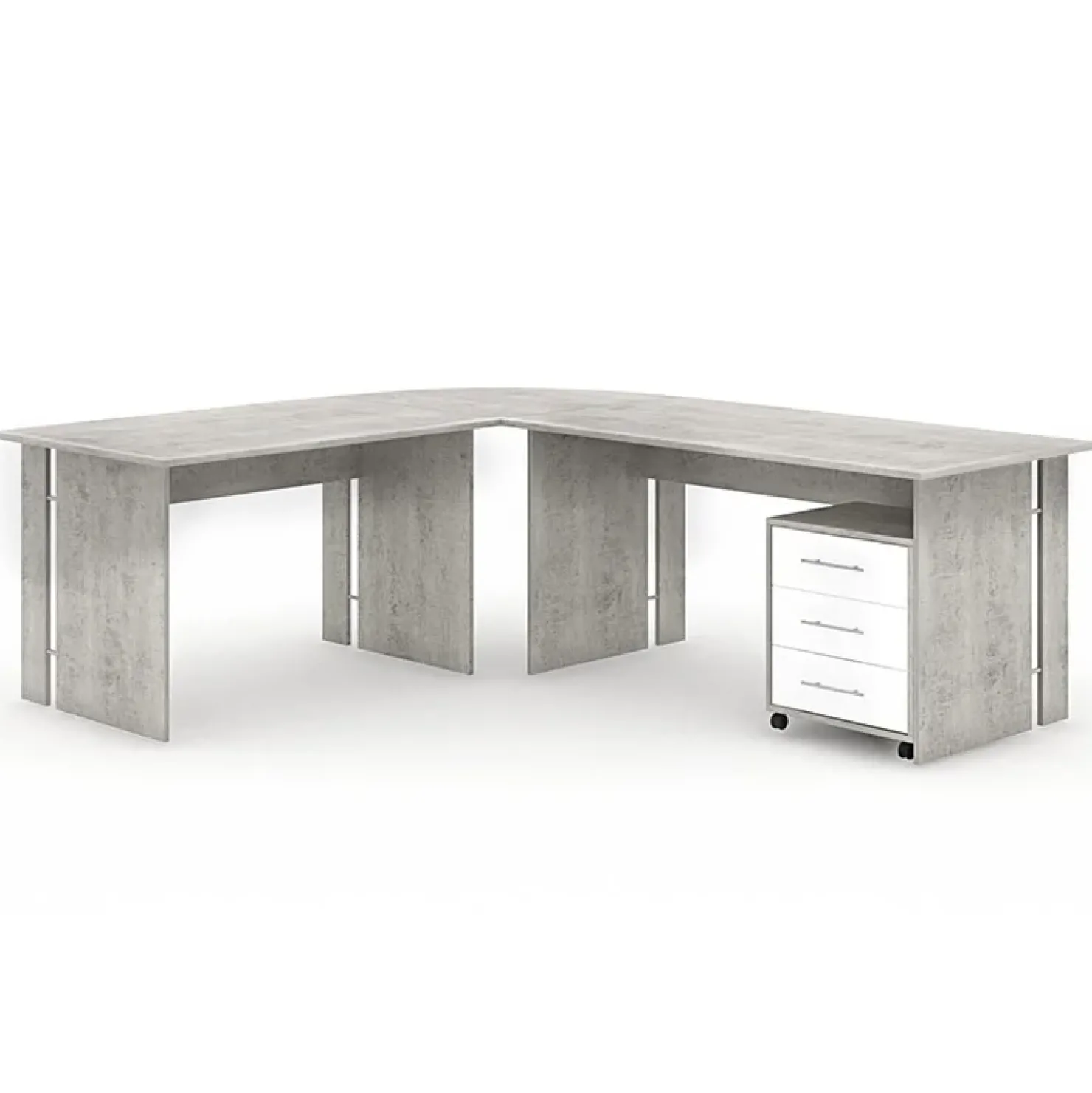 Garnero Arredamenti Scrivania ufficio angolare 228x198cm con cassettiera bianco cemento Woody Bianco Opaco - Cemento Online