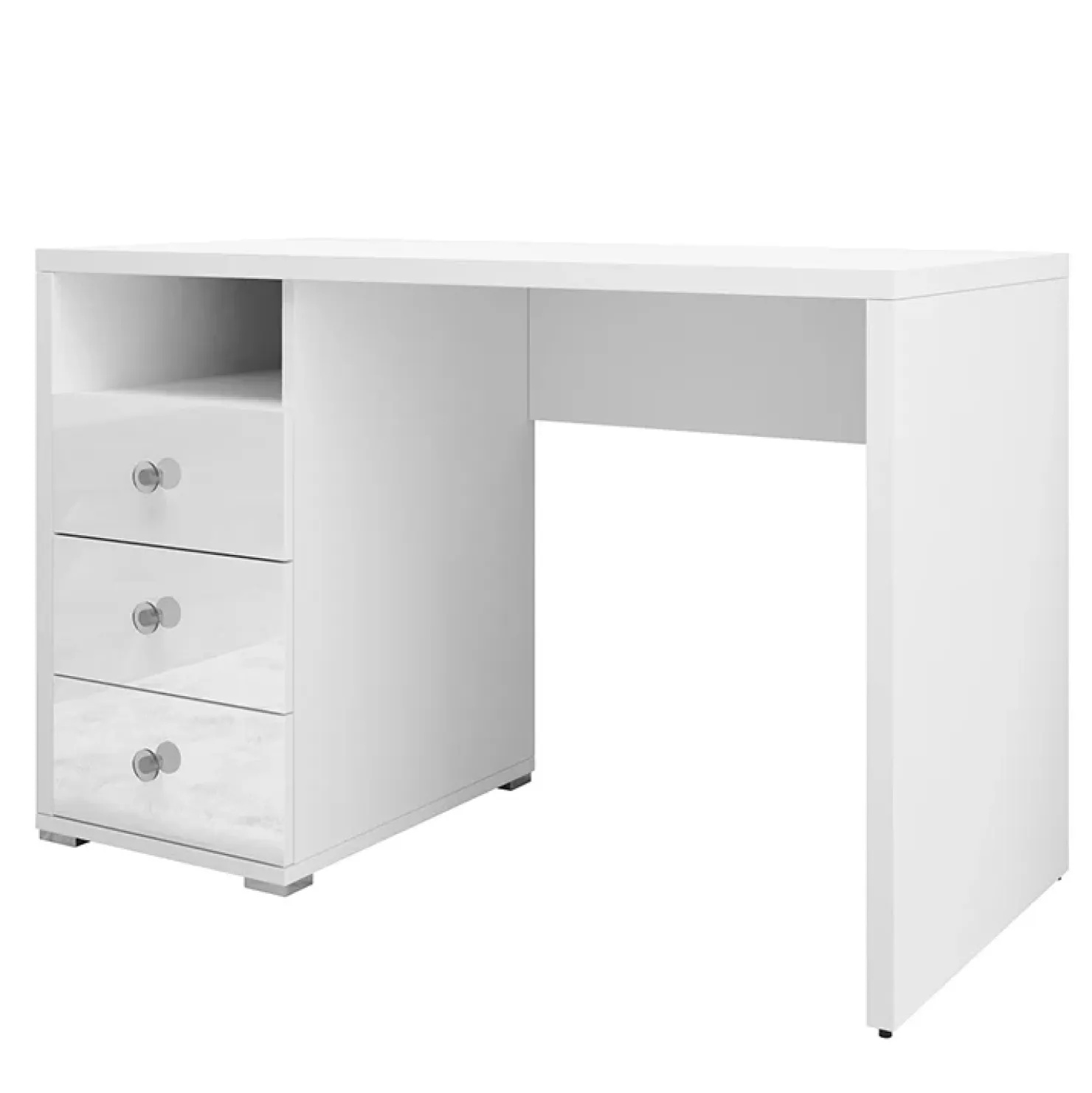 Garnero Arredamenti Scrivania ufficio moderna con cassetti 120x50cm bianco lucido Angus New