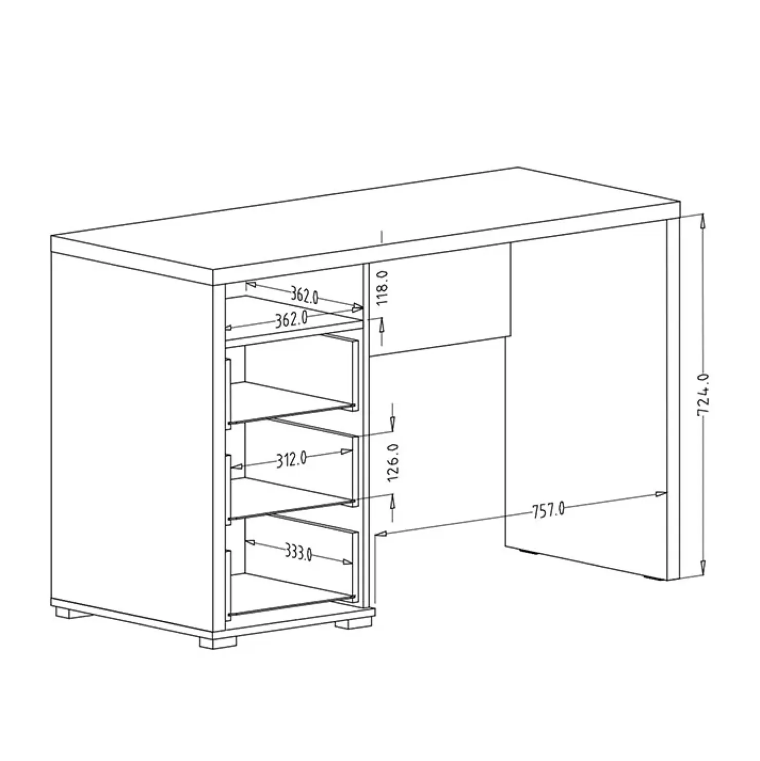 Garnero Arredamenti Scrivania ufficio moderna con cassetti 120x50cm bianco lucido Angus New