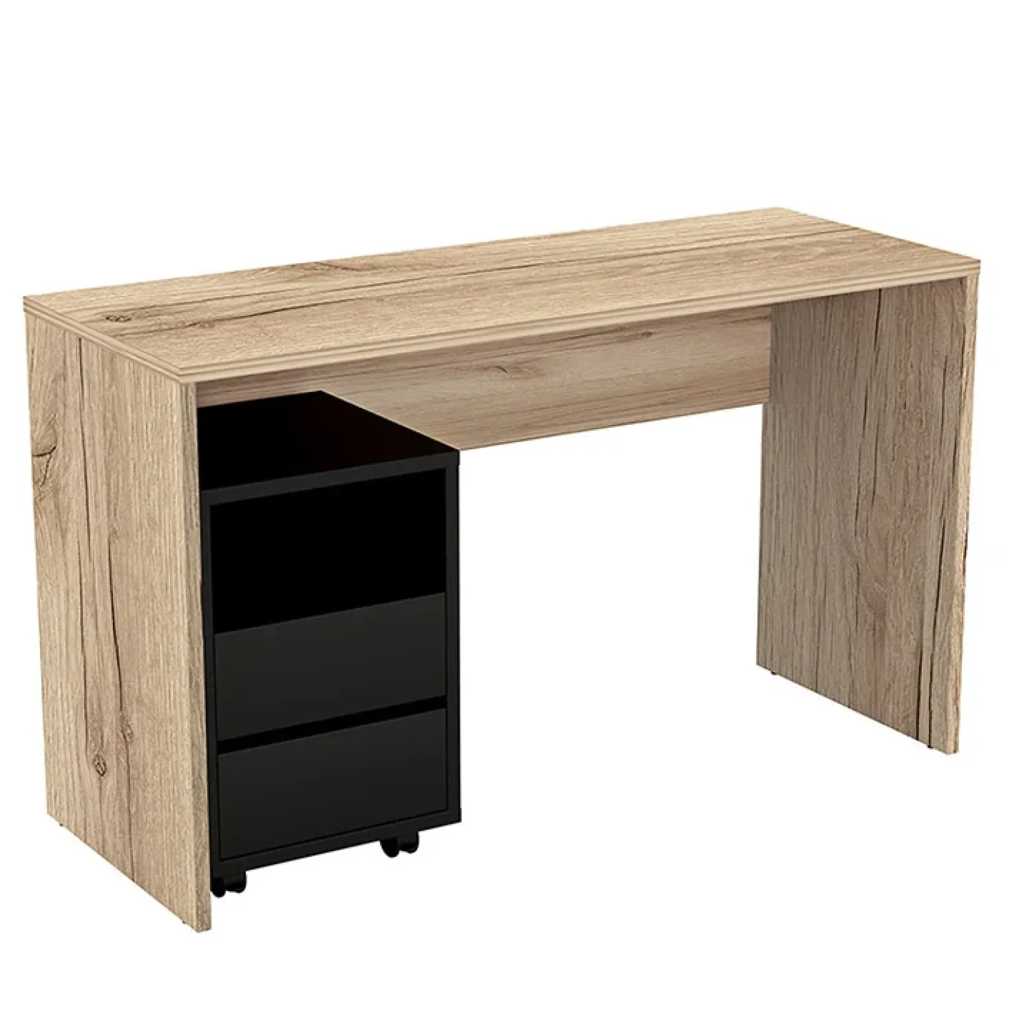 Garnero Arredamenti Scrivania ufficio moderna 130x50cm cassettiera rovere Callum Rovere - Nero opaco Online