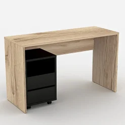 Garnero Arredamenti Scrivania ufficio moderna 130x50cm cassettiera rovere Callum Rovere - Nero opaco Online