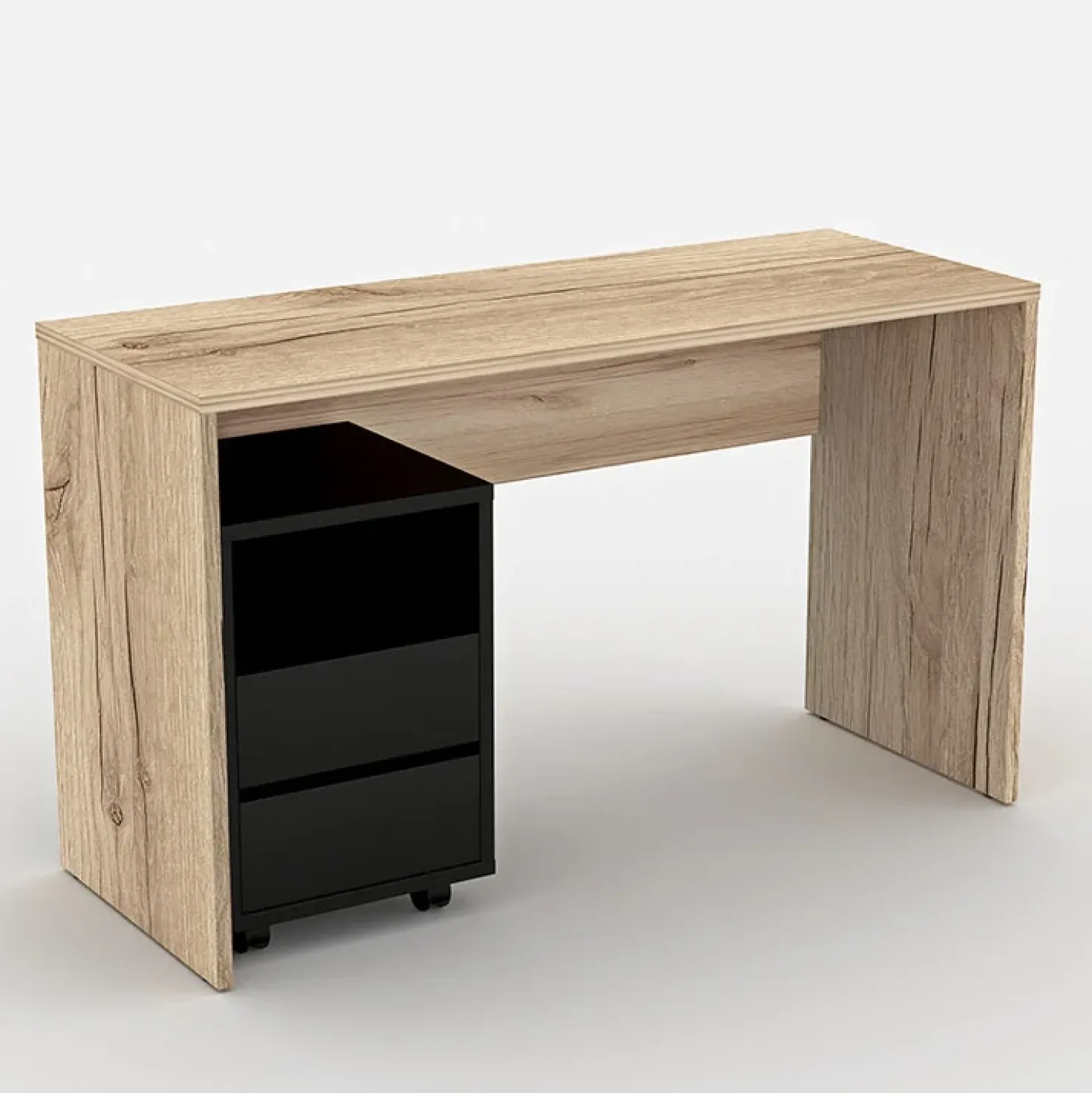 Garnero Arredamenti Scrivania ufficio moderna 130x50cm cassettiera rovere Callum Rovere - Nero opaco Online