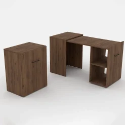 Garnero Arredamenti Scrivania ufficio moderna 42-132cm salvaspazio richiudibile rovere scuro Rocky Wengè Discount