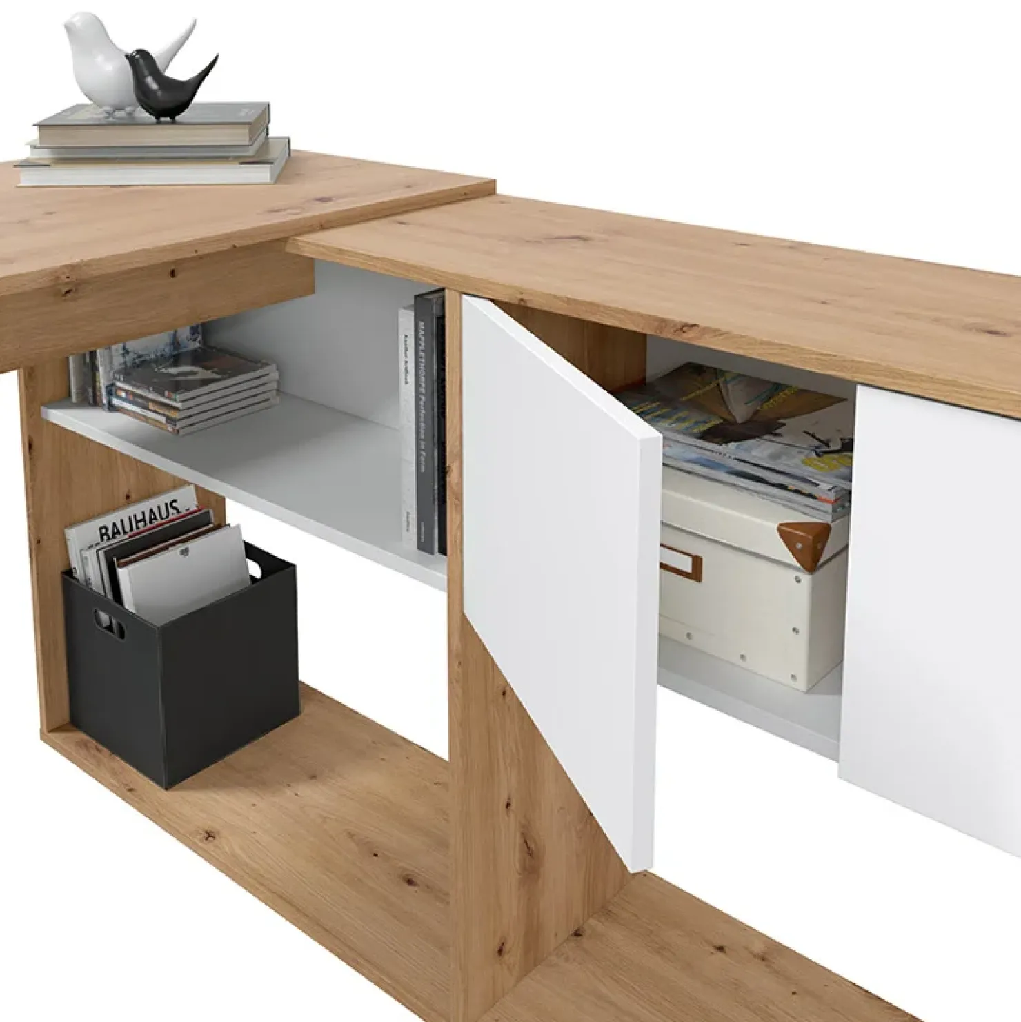 Garnero Arredamenti Scrivania ufficio moderna reversibile rovere bianco artico Grom Hot