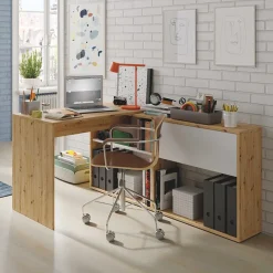 Garnero Arredamenti Scrivania ufficio moderna reversibile rovere bianco artico Grom Hot