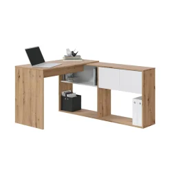 Garnero Arredamenti Scrivania ufficio moderna reversibile rovere bianco artico Grom Hot