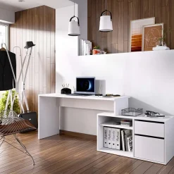 Garnero Arredamenti Scrivania ufficio salvaspazio moderna 230x51cm Teddy Bianco Opaco