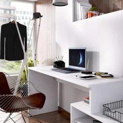 Garnero Arredamenti Scrivania ufficio salvaspazio moderna 230x51cm Teddy Bianco Opaco