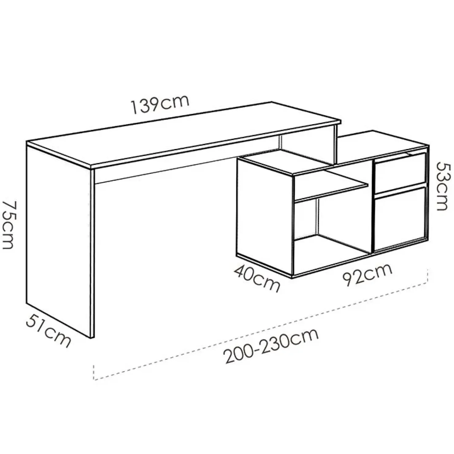 Garnero Arredamenti Scrivania ufficio salvaspazio moderna 230x51cm Teddy Bianco Opaco