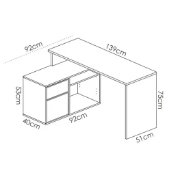 Garnero Arredamenti Scrivania ufficio salvaspazio moderna 230x51cm Teddy Bianco Opaco