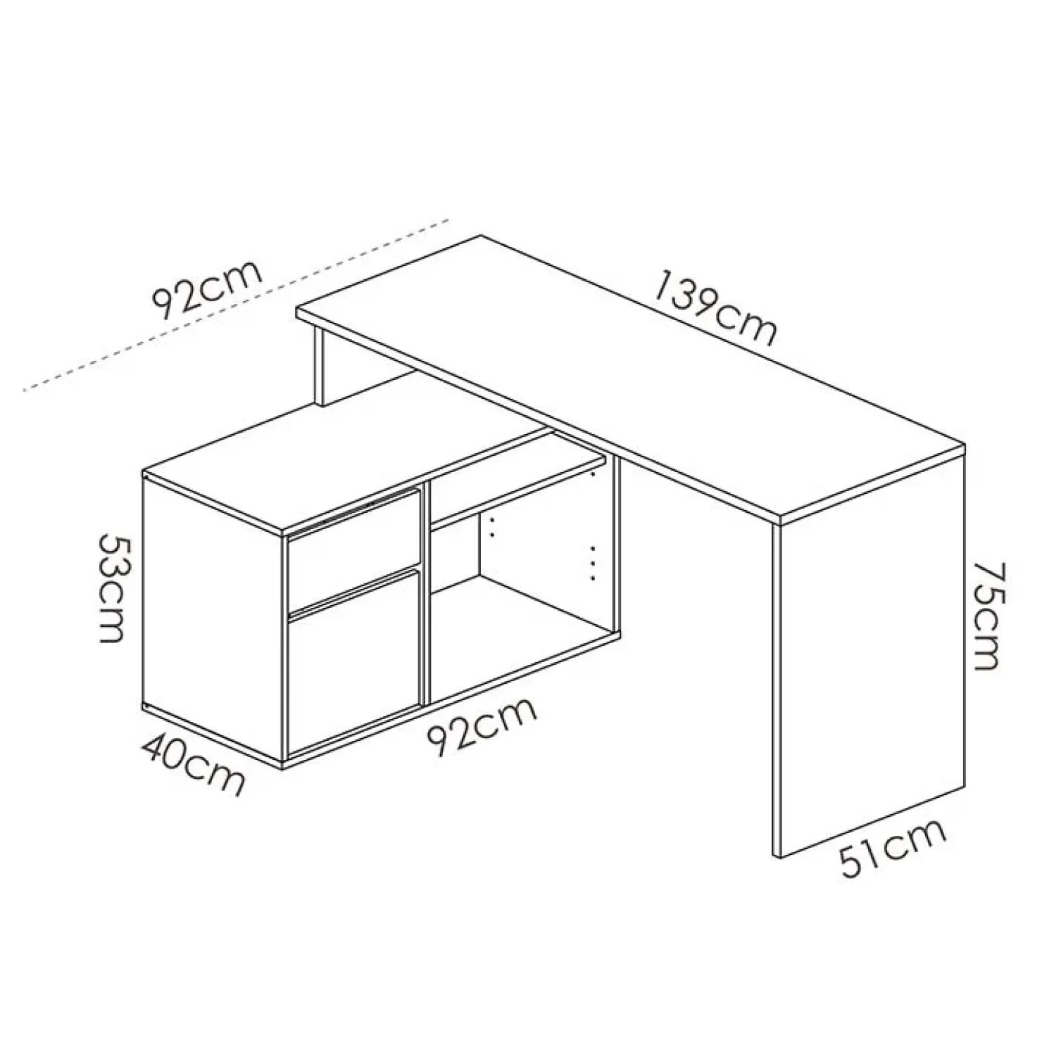 Garnero Arredamenti Scrivania ufficio salvaspazio moderna 230x51cm Teddy Bianco Opaco