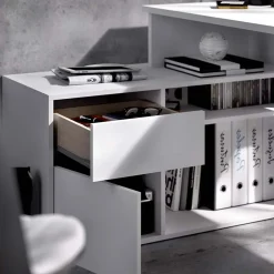 Garnero Arredamenti Scrivania ufficio salvaspazio moderna 230x51cm Teddy Bianco Opaco