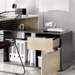 Garnero Arredamenti Scrivania ufficio salvaspazio 230x51cm rovere grafite Teddy Rovere - Grafite Best