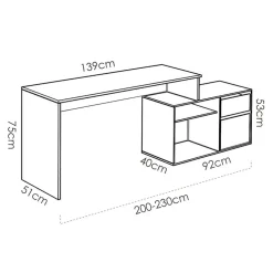 Garnero Arredamenti Scrivania ufficio salvaspazio 230x51cm rovere grafite Teddy Rovere - Grafite Best
