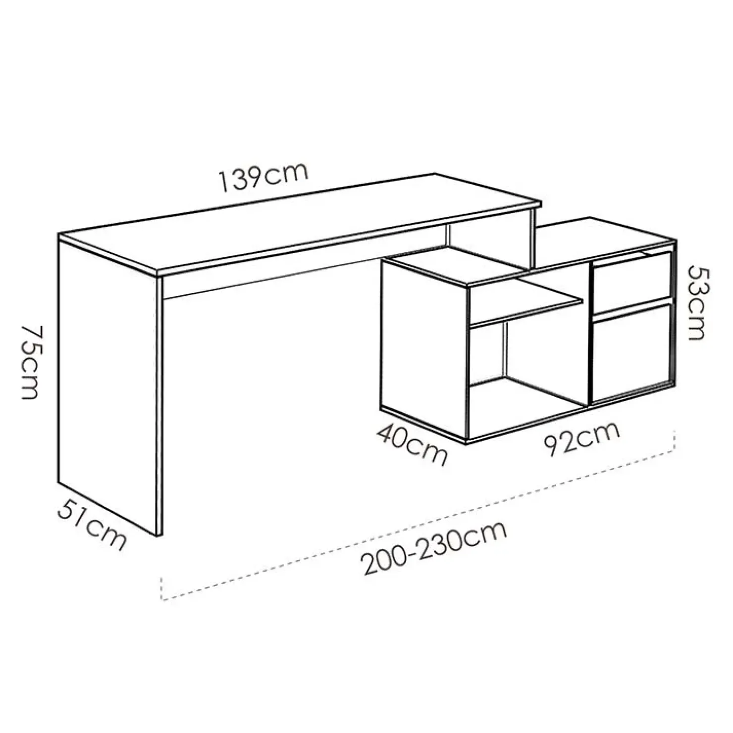 Garnero Arredamenti Scrivania ufficio salvaspazio 230x51cm rovere grafite Teddy Rovere - Grafite Best