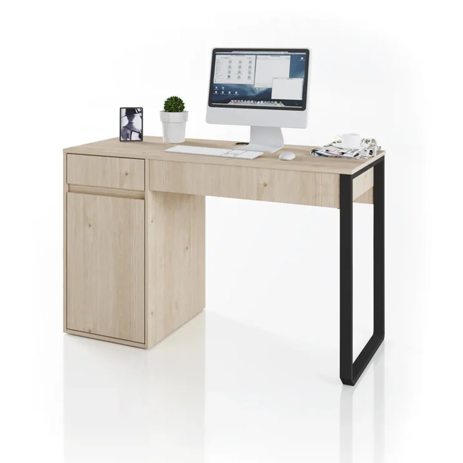 Garnero Arredamenti Scrivania ufficio salvaspazio 120x50cm rovere metallo Davin Best