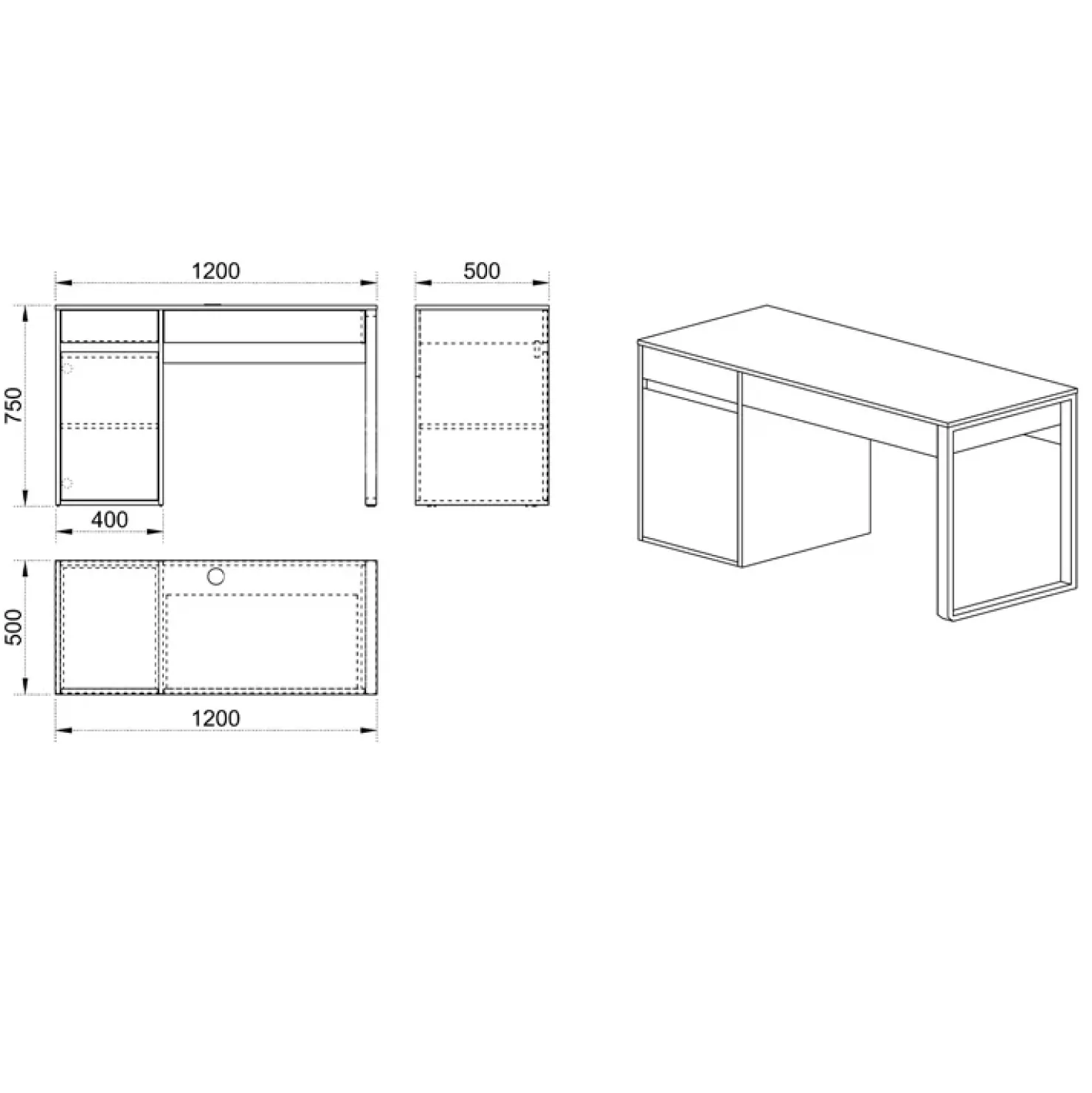 Garnero Arredamenti Scrivania ufficio salvaspazio 120x50cm rovere metallo Davin Best
