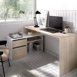 Garnero Arredamenti Scrivania ufficio salvaspazio 230x51cm rovere bianco lucido Teddy Rovere - Bianco Lucido Discount