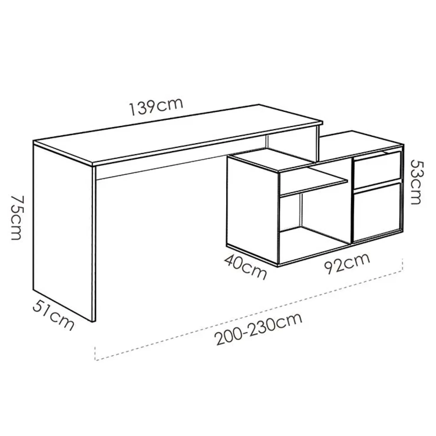 Garnero Arredamenti Scrivania ufficio salvaspazio 230x51cm rovere bianco lucido Teddy Rovere - Bianco Lucido Discount