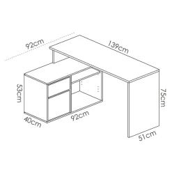 Garnero Arredamenti Scrivania ufficio salvaspazio 230x51cm rovere bianco lucido Teddy Rovere - Bianco Lucido Discount