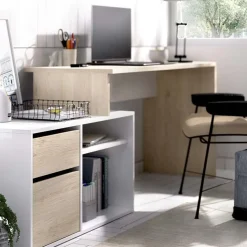 Garnero Arredamenti Scrivania ufficio salvaspazio 230x51cm rovere bianco lucido Teddy Rovere - Bianco Lucido Discount