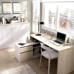 Garnero Arredamenti Scrivania ufficio salvaspazio 230x51cm rovere bianco lucido Teddy Rovere - Bianco Lucido Discount