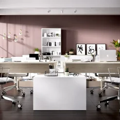 Garnero Arredamenti Scrivania ufficio salvaspazio 230x51cm rovere bianco lucido Teddy Rovere - Bianco Lucido Discount