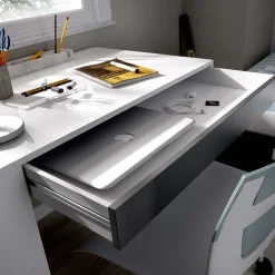 Garnero Arredamenti Scrivania ufficio salvaspazio 115x50cm bianco opaco grafite Tiger Bianco Opaco - Grafite