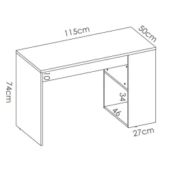 Garnero Arredamenti Scrivania ufficio salvaspazio 115x50cm bianco opaco grafite Tiger Bianco Opaco - Grafite