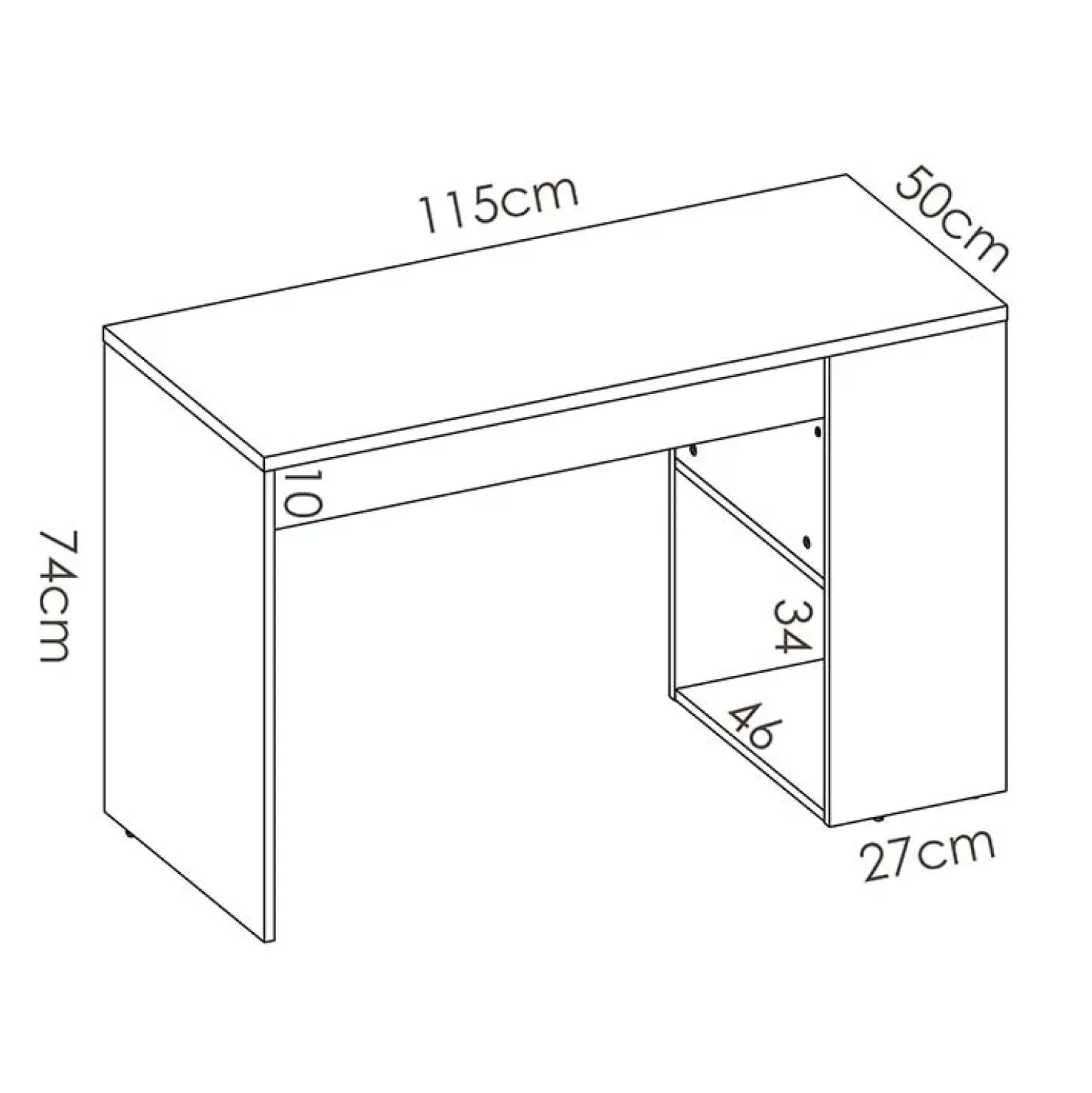 Garnero Arredamenti Scrivania ufficio salvaspazio 115x50cm bianco opaco grafite Tiger Bianco Opaco - Grafite