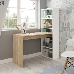 Garnero Arredamenti Scrivania ufficio salvaspazio moderna 120x144cm rovere bianco Jolie Bianco Opaco - Rovere Best