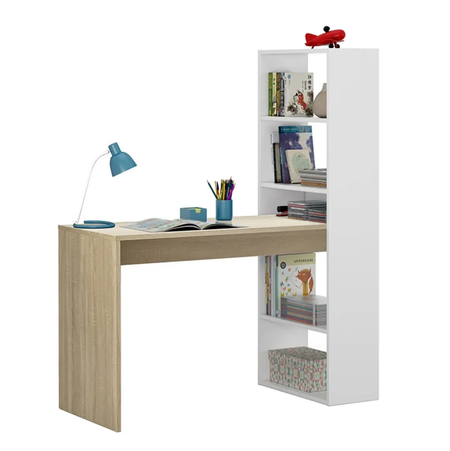 Garnero Arredamenti Scrivania ufficio salvaspazio moderna 120x144cm rovere bianco Jolie Bianco Opaco - Rovere Best