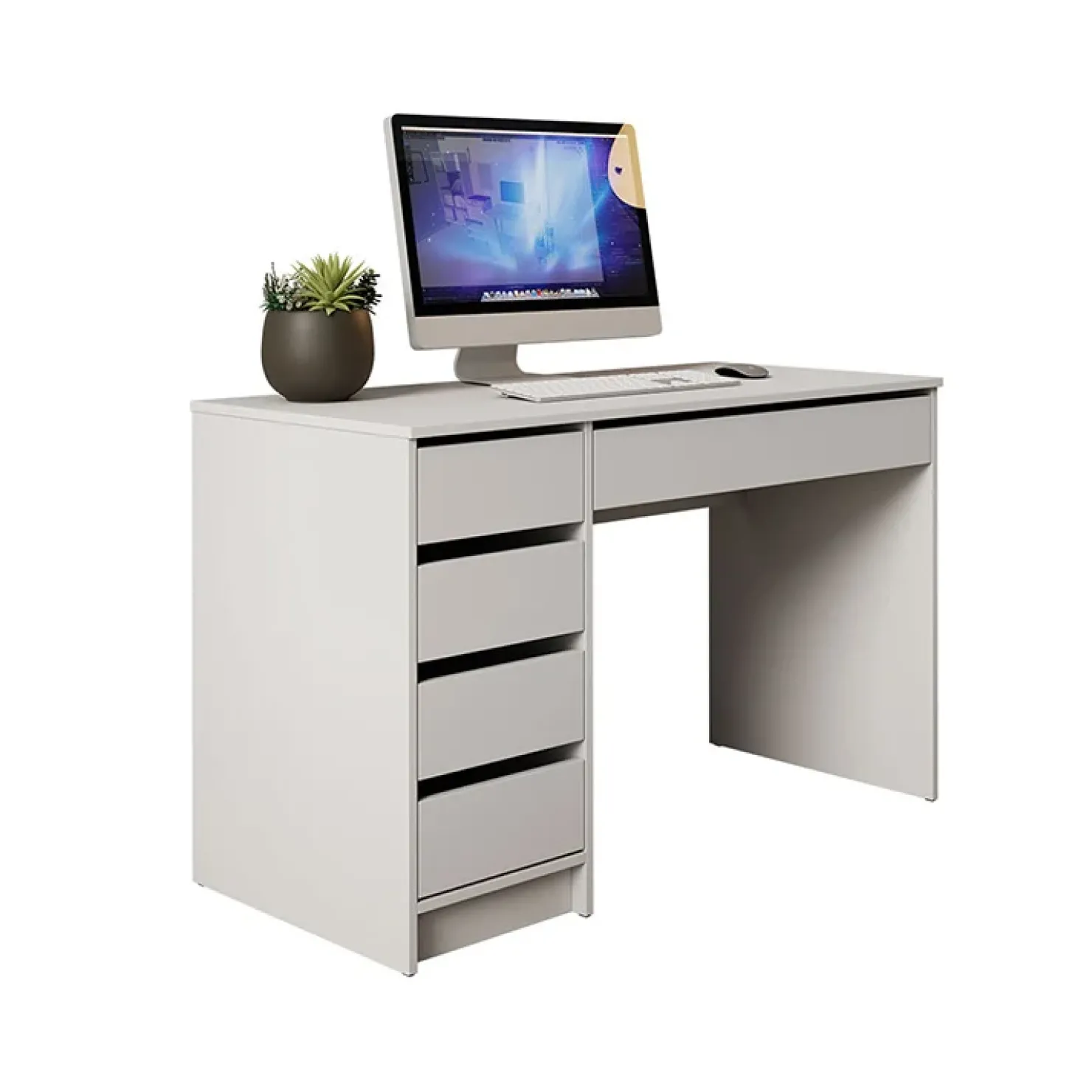 Garnero Arredamenti Scrivania ufficio 120x75cm 5 cassetti Blackpool Bianco Opaco Outlet